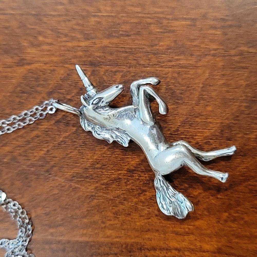 Handmade silver Unicorn pendant
